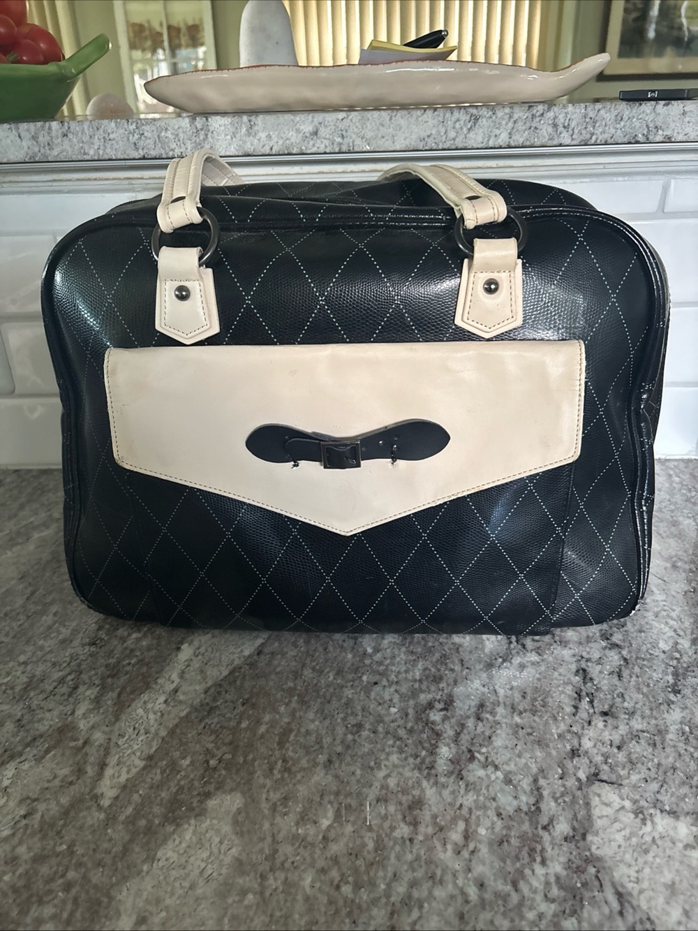 Vintage  Sewing Machine Travel Vinyl Carry Case Storage Bag Vegan Leather